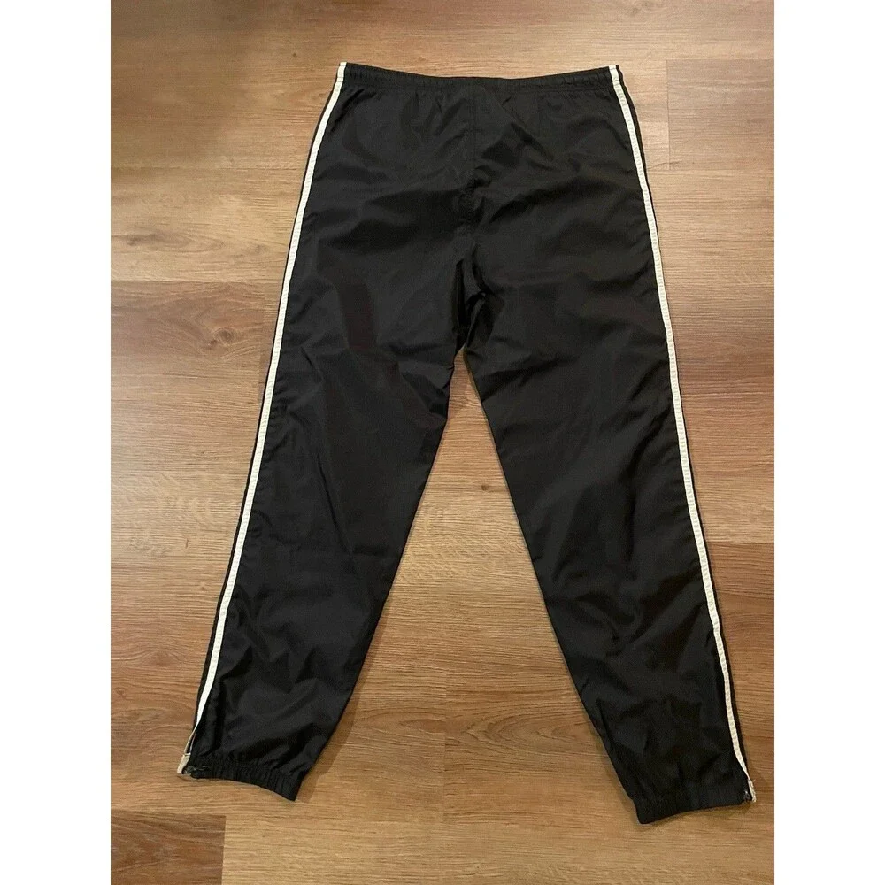 adidas Men’s Black Track Pants White 3-Stripes Elastic Waist, Size S
